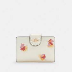Coach Medium Corner Zip Wallet With Floral Print.